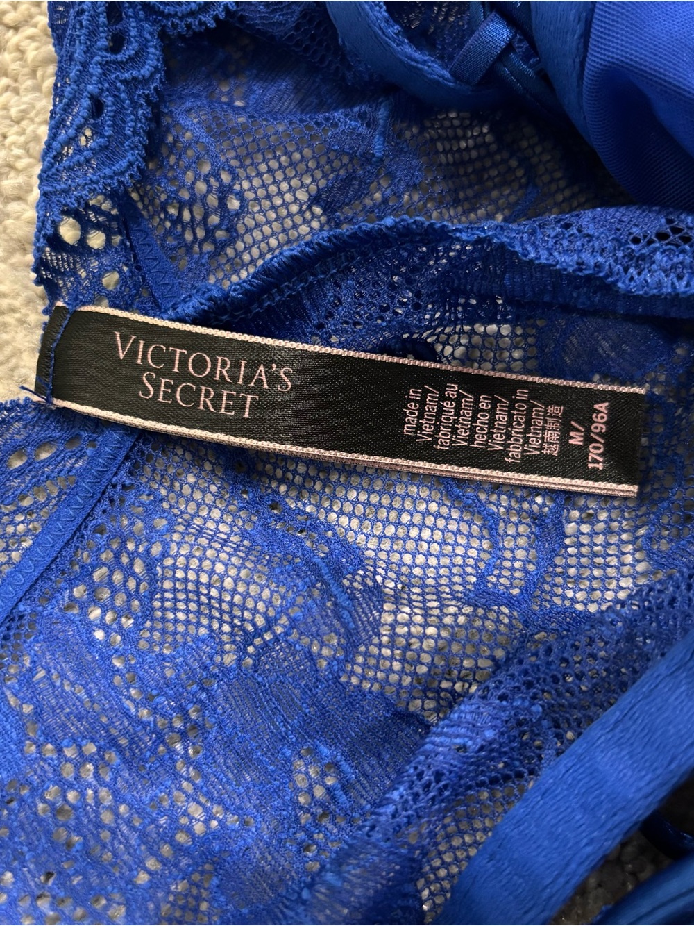 Victoria’s Secret Blue Lace Teddy Bodysuit Lace Up Sides V-Neck Sheer Women’s M - Picture 5 of 8